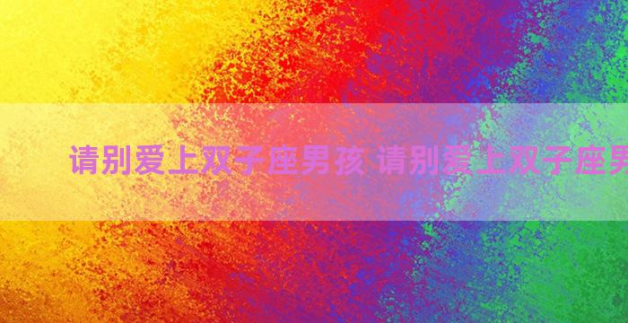 请别爱上双子座男孩 请别爱上双子座男孩小说